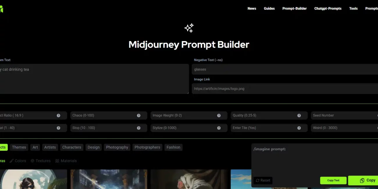 Midjourney prompt builder