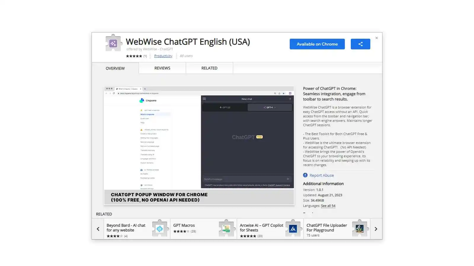WebWise ChatGPT AI tool on ai-hunter.io the largest artificial intelligence directory WebWise ChatGPT AI Tool