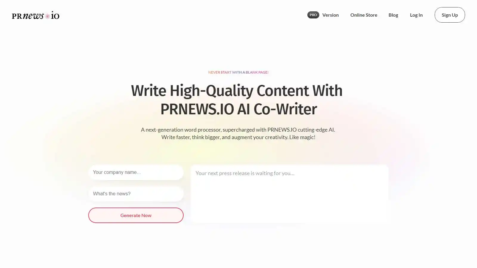 Outil d'IA PRNEWS.IO AI Co-Writer