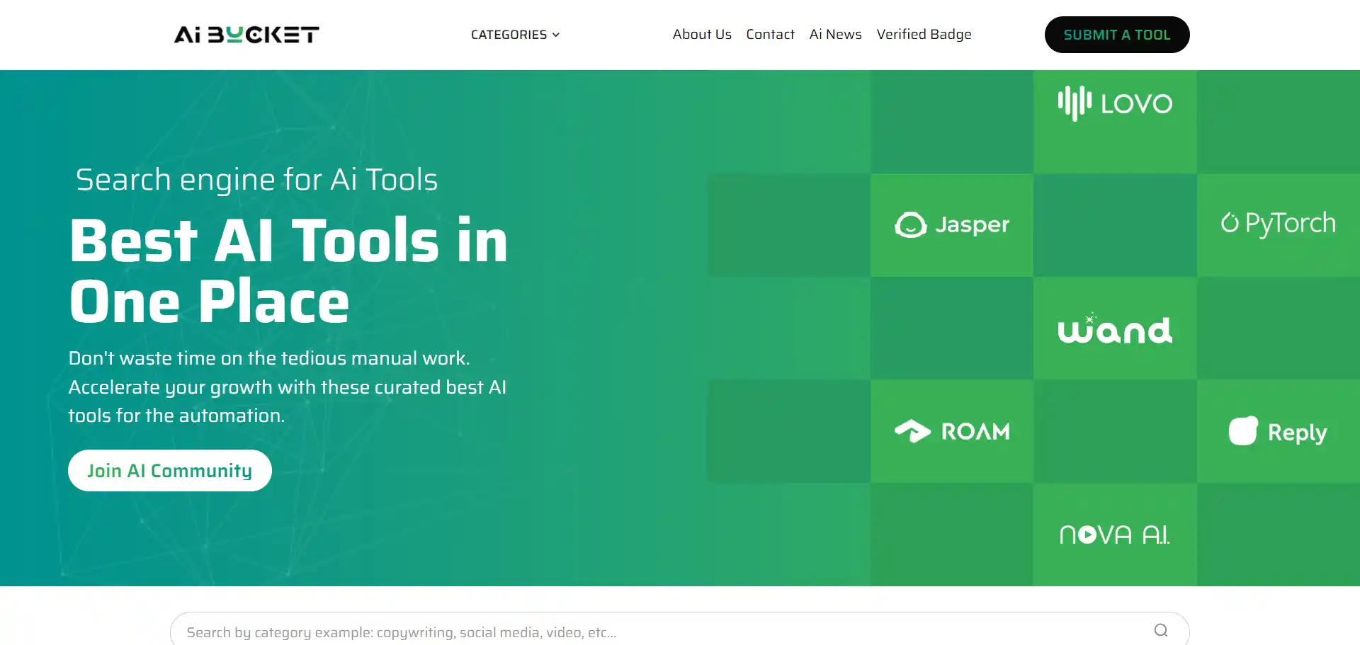 Aibucket AI tool on ai-hunter.io the largest artificial intelligence directory Aibucket tool