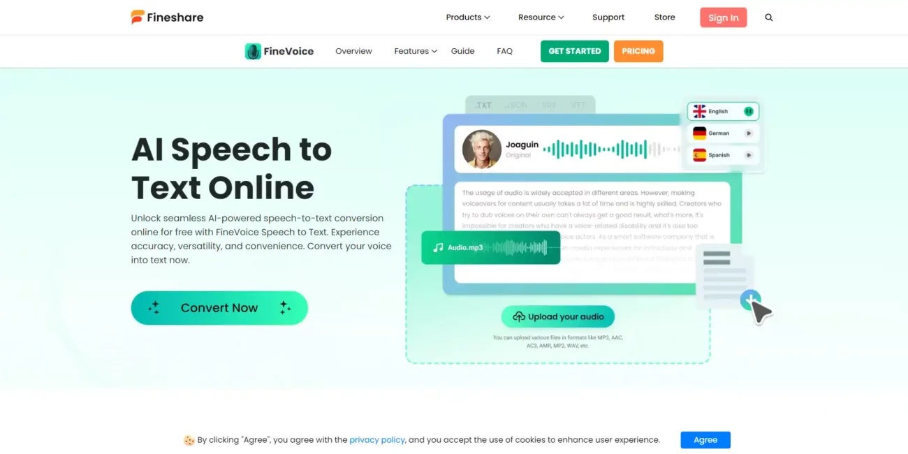 FineVoice Speech to Text