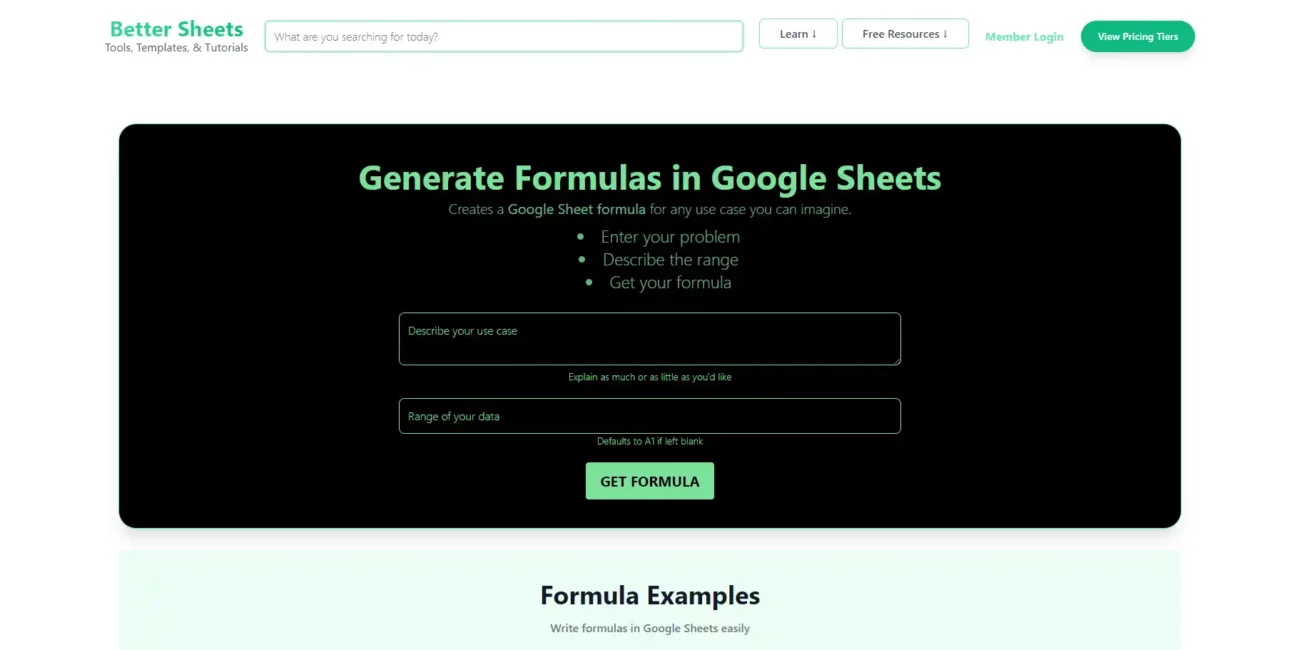 Google Sheets Formula Generator