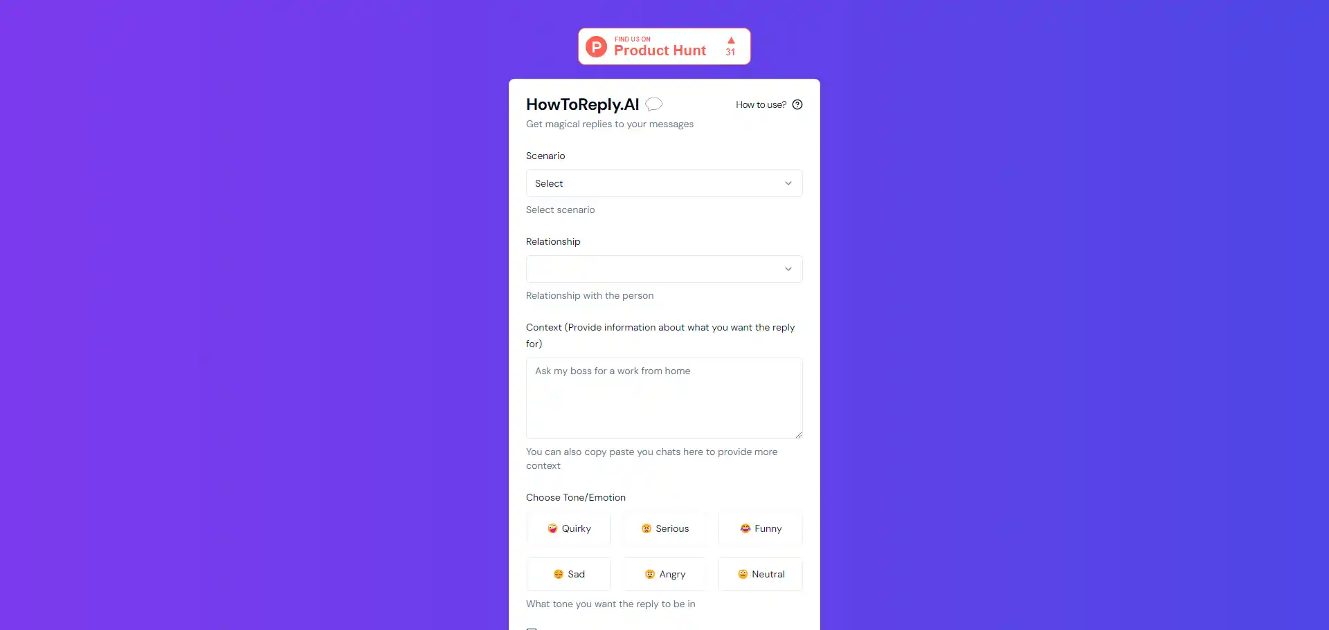 HowToReply AI tool