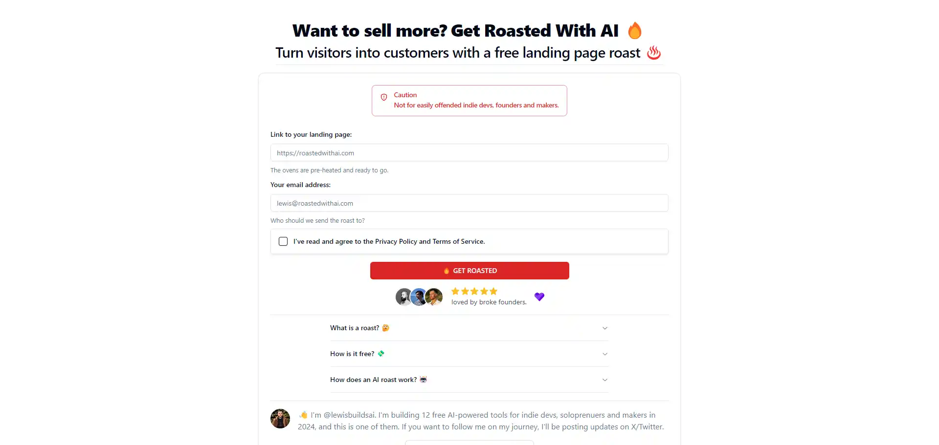 Roasted With AI tool
