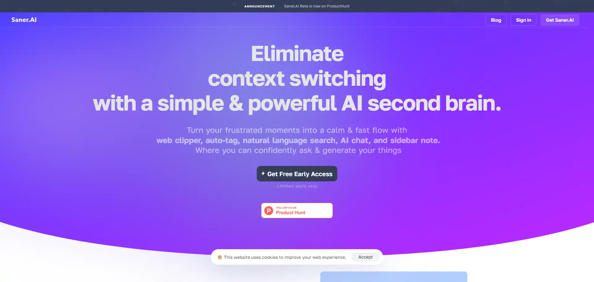 Saner.ai AI tool on ai-hunter.io the largest artificial intelligence directory Saner AI tool