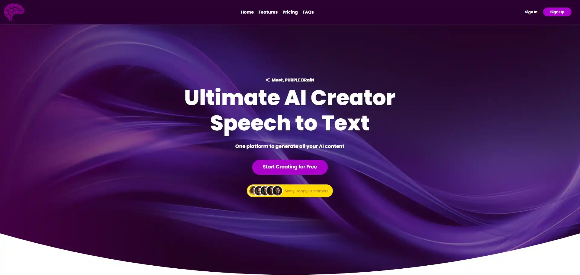 The PR Creator AI tool on ai-hunter.io the largest artificial intelligence directory Outil d'IA PURPLE BRaiN