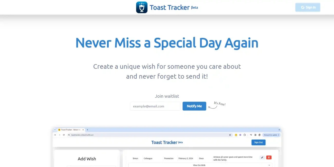 Toast Tracker AI tool