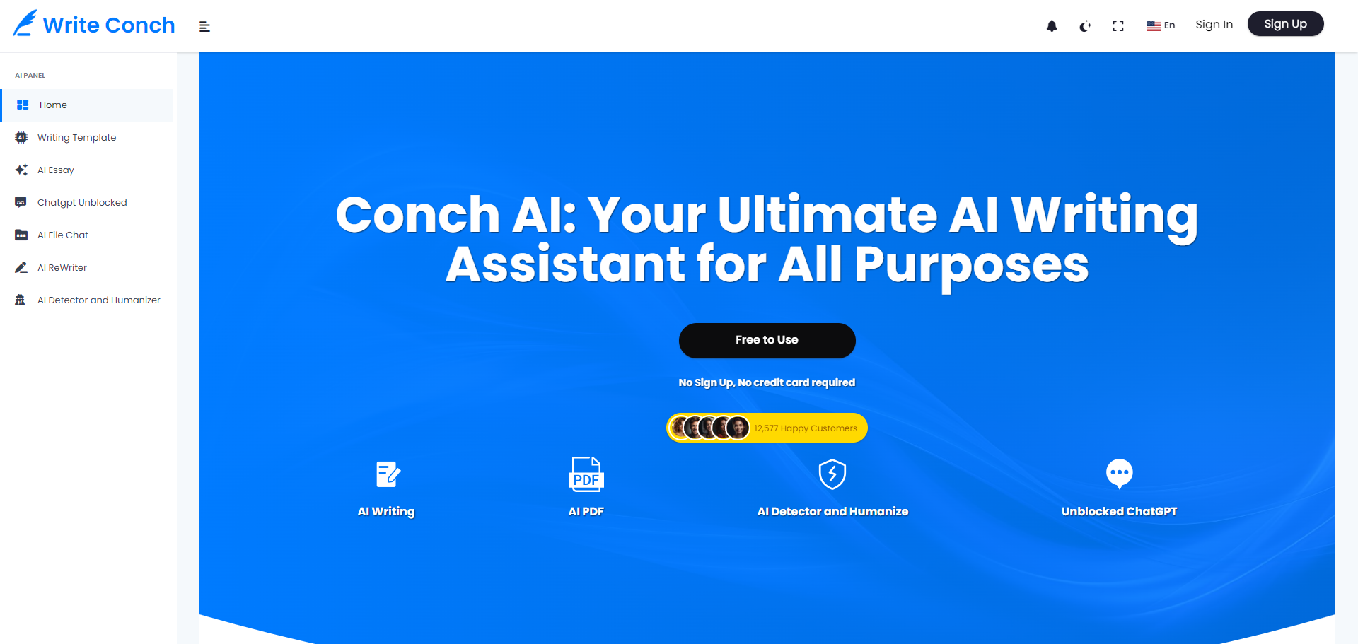 WriteConch AI AI tool on ai-hunter.io the largest artificial intelligence directory